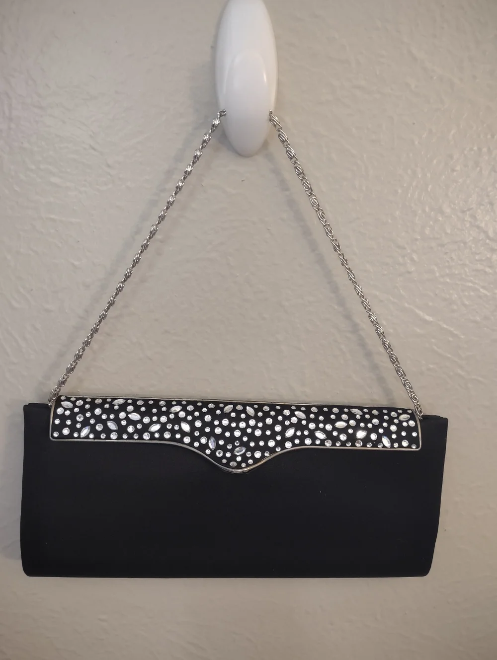 Kate Landry Crystal Embellished Satin Evening Clutch